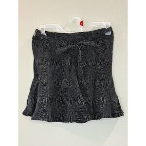 ZARA Skort Womens Small Black White Mini Polka Dot Front Tie Side Zip